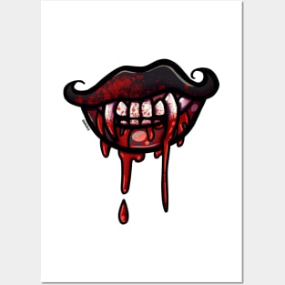 Vampiric Grin (Black Version) Posters and Art